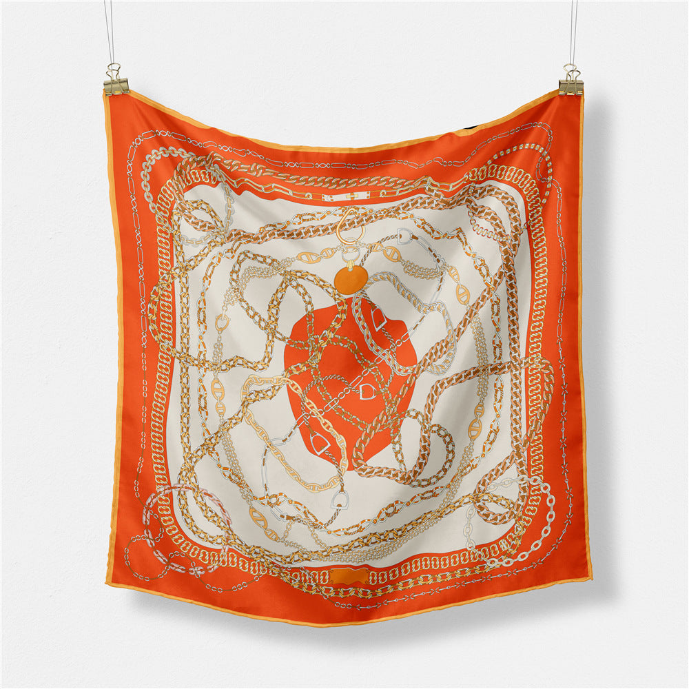 European and American fashion digital printing scarf 53cm small square scarf, women's versatile and elegant scarf tied hair band