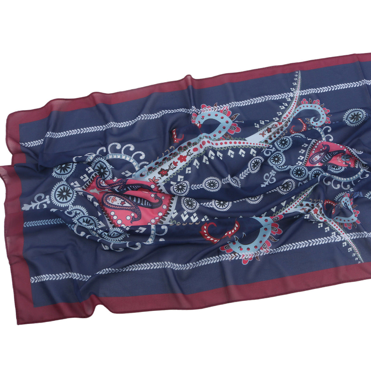 Malaysian Printed Chiffon Scarf Bohemian Fashion Simple Spring and Summer Sunscreen Scarf Shawl