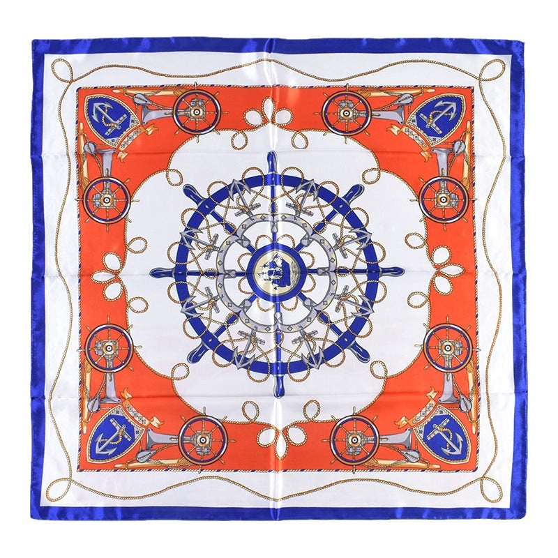 New fashionable and elegant roulette pattern printing 90-color square scarf, headscarf, scarf, silk scarf.