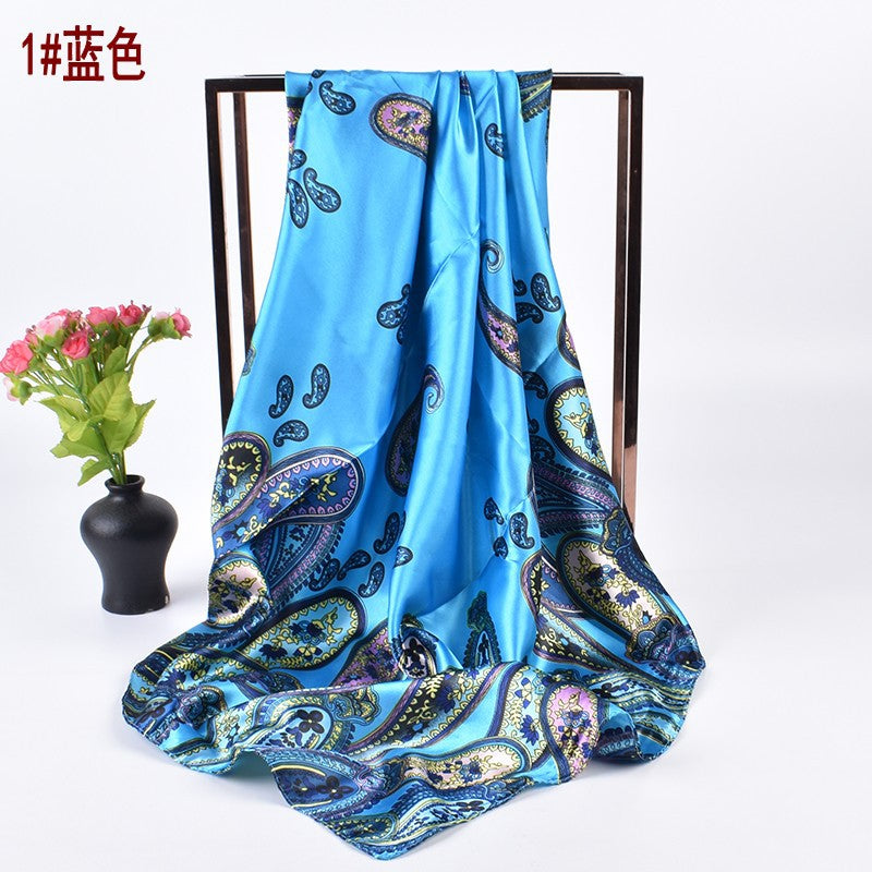 New Fashion Retro Cashew Nut Pattern Printing 90 * 90 Satin Large Square Scarf Silk Scarf