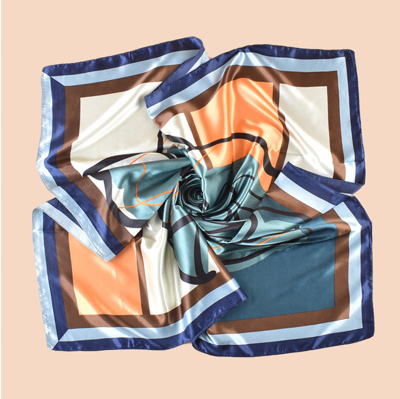 Spring and summer versatile decorative scarf silk scarf temperament rose printing high-quality satin 90 satin square scarf