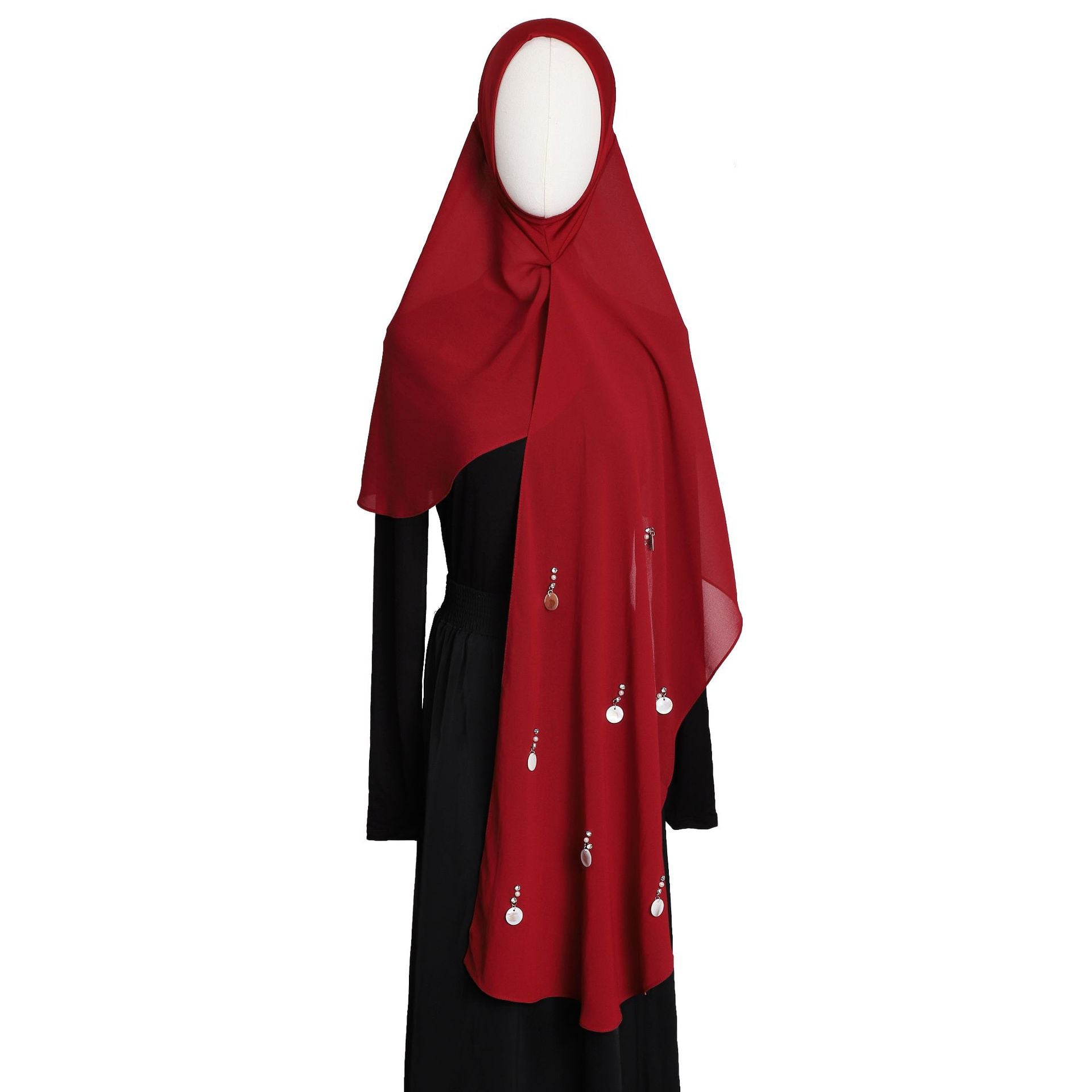 New hand-hung shell crystal hemp chiffon splicing winding towel yarn towel novice lazy fashion headscarf