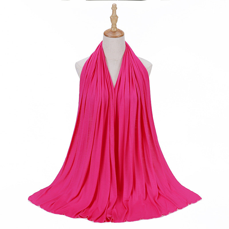 New Solid Color Jersey Hijab Women Plain Color Jesey Scarf Mercerized Cotton Headscarf
