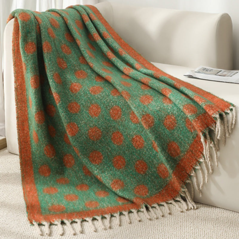 Blanket new European and American autumn and winter imitation mohair thickened circle large shawl jacquard blanket