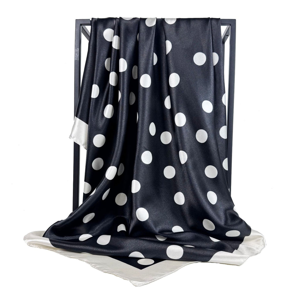 simple and elegant large polka dot printed silk scarf 90cm large square scarf, women's headscarf, yarn scarf.