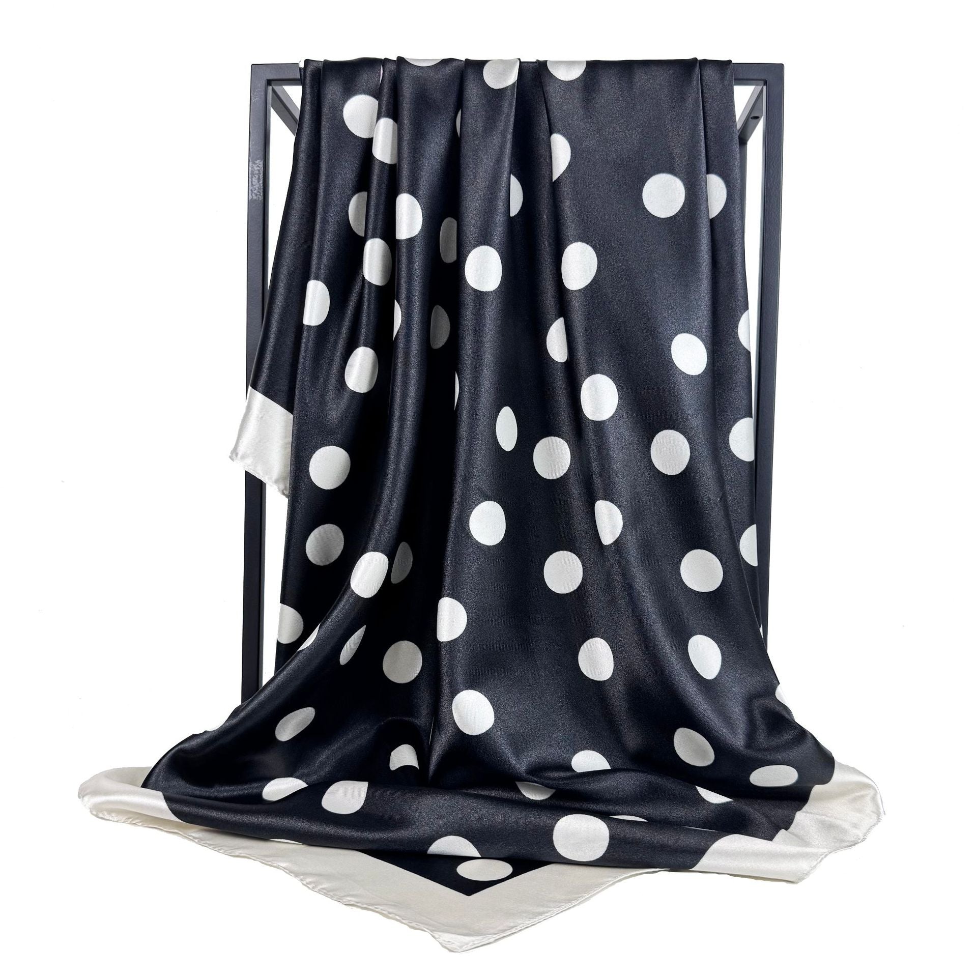 simple and elegant large polka dot printed silk scarf 90cm large square scarf, women's headscarf, yarn scarf.