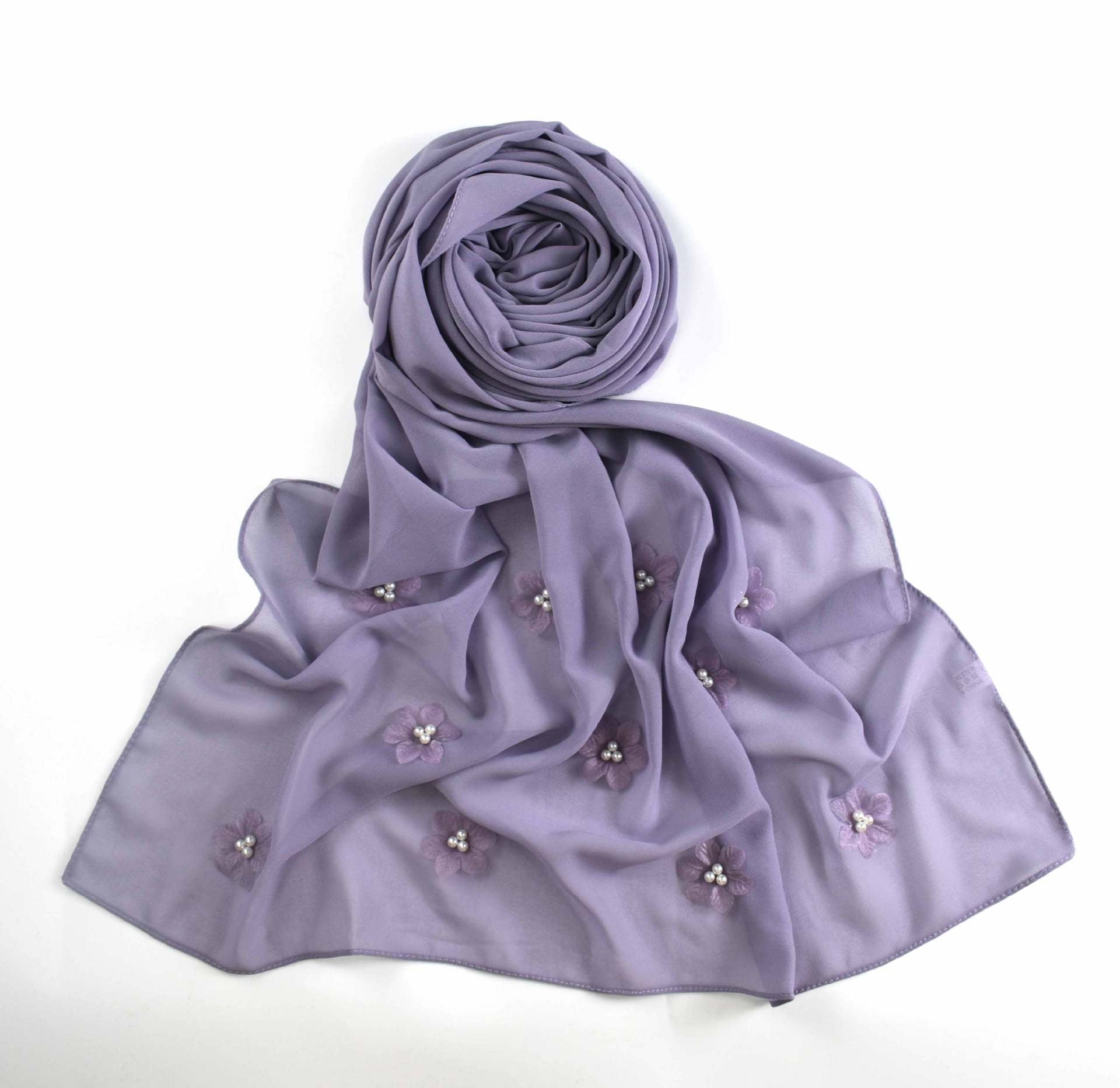 New pearl chiffon flower bead scarf Middle East Africa hijab