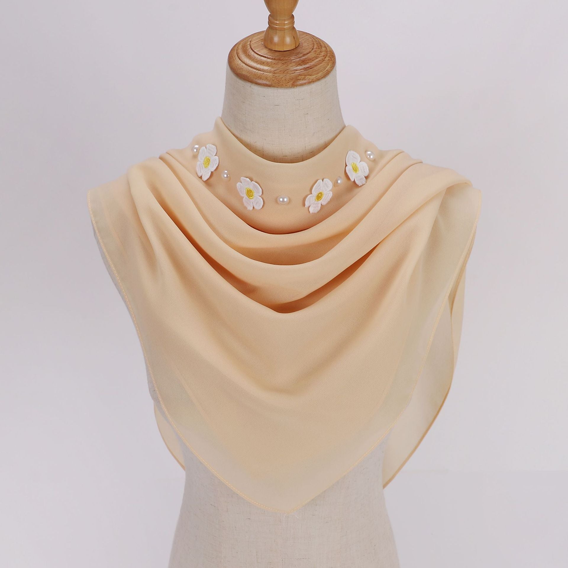 New fashion gardenia pearl chiffon square scarf  scarf 90cm square scarf