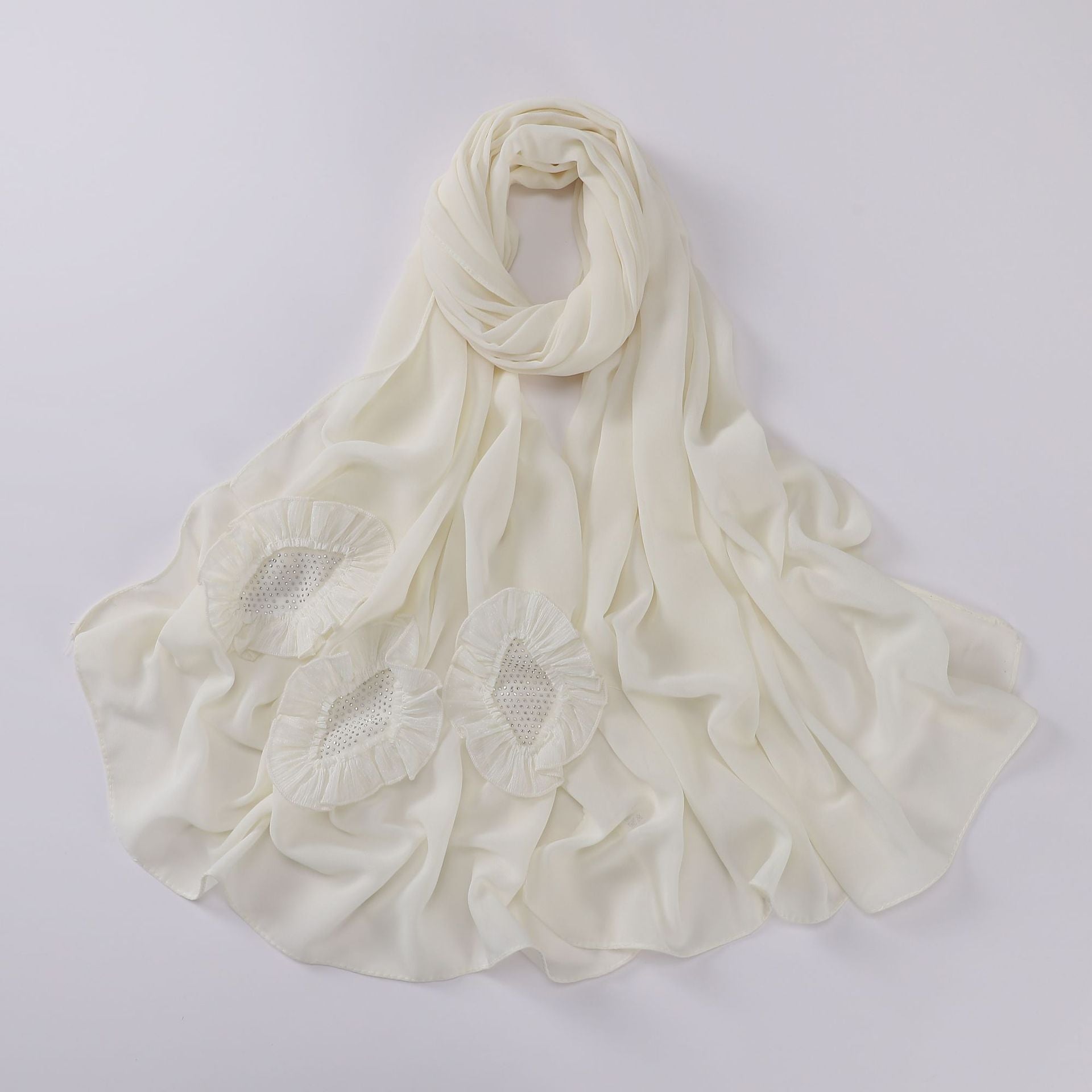 New pearl chiffon scarf, hot diamond pleated lace long scarf, Middle East and Africa headscarf, Malay hijab