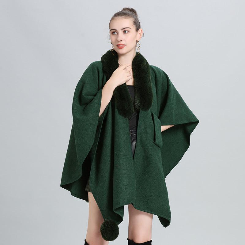 Hot autumn and winter new scarf shawl cape fur collar hairball knitted cardigan cape shawl 0962 #