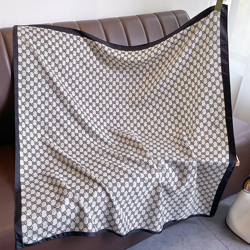 New square scarf, French retro silk scarf, women's twill silk scarf, neck cover, shawl printed scarf, weatherproof