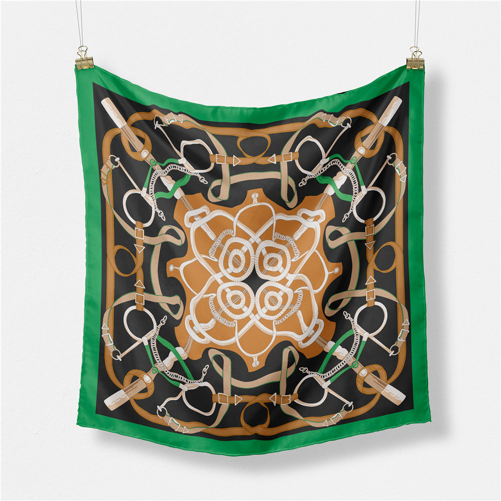 European and American fashion digital printing scarf 53cm small square scarf, women's versatile and elegant scarf tied hair band