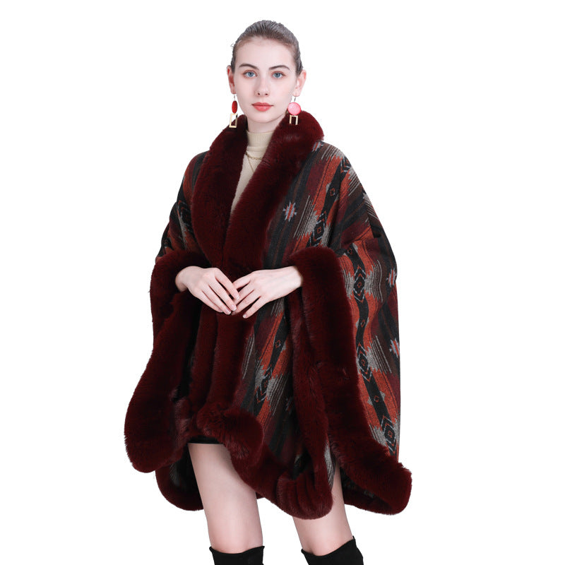 European and Korean autumn and winter new scarf shawl fashion fur collar jacquard cape shawl 0984 #