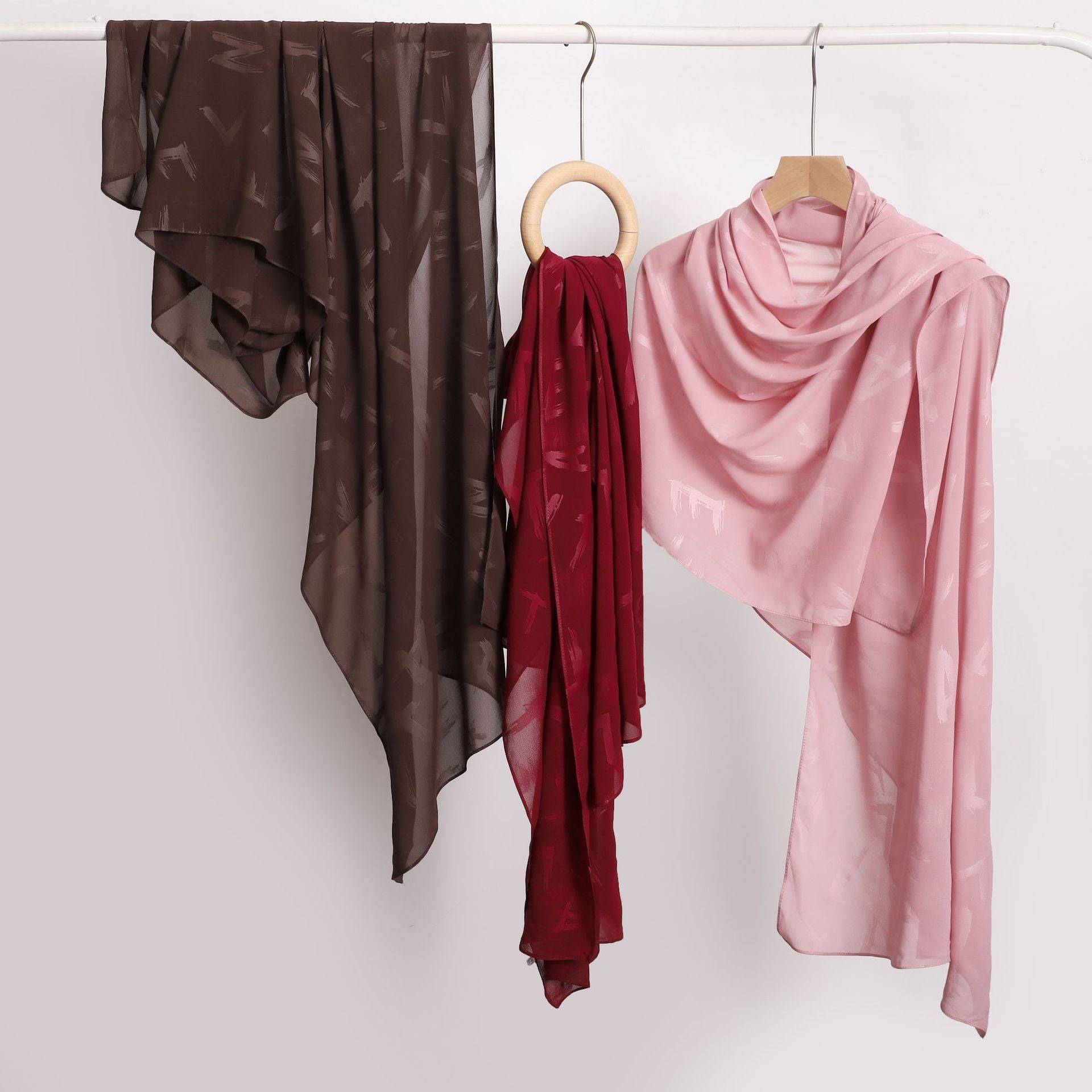 New pearl chiffon letter embossed scarf  scarf Middle East and North Africa headscarf Beach scarf Shawl