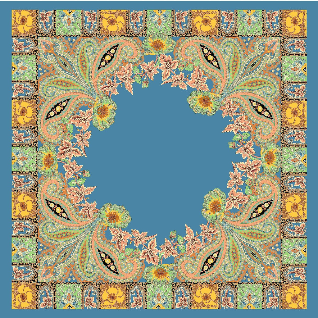 Spring new versatile big cashew 90cm square scarf silk scarf, classic retro printed scarf scarf