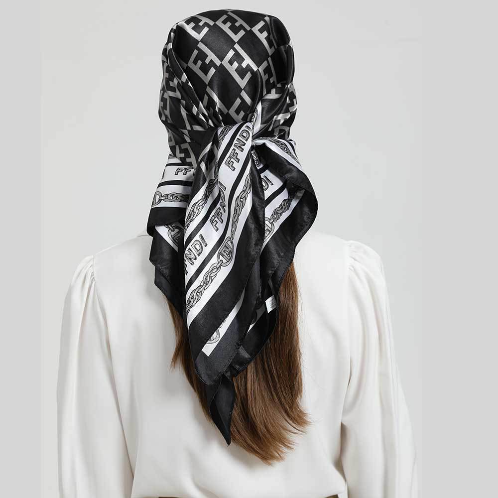 Indonesian, Malay women's head scarf, imitation silk and satin 90cm large square scarf, outer scarf