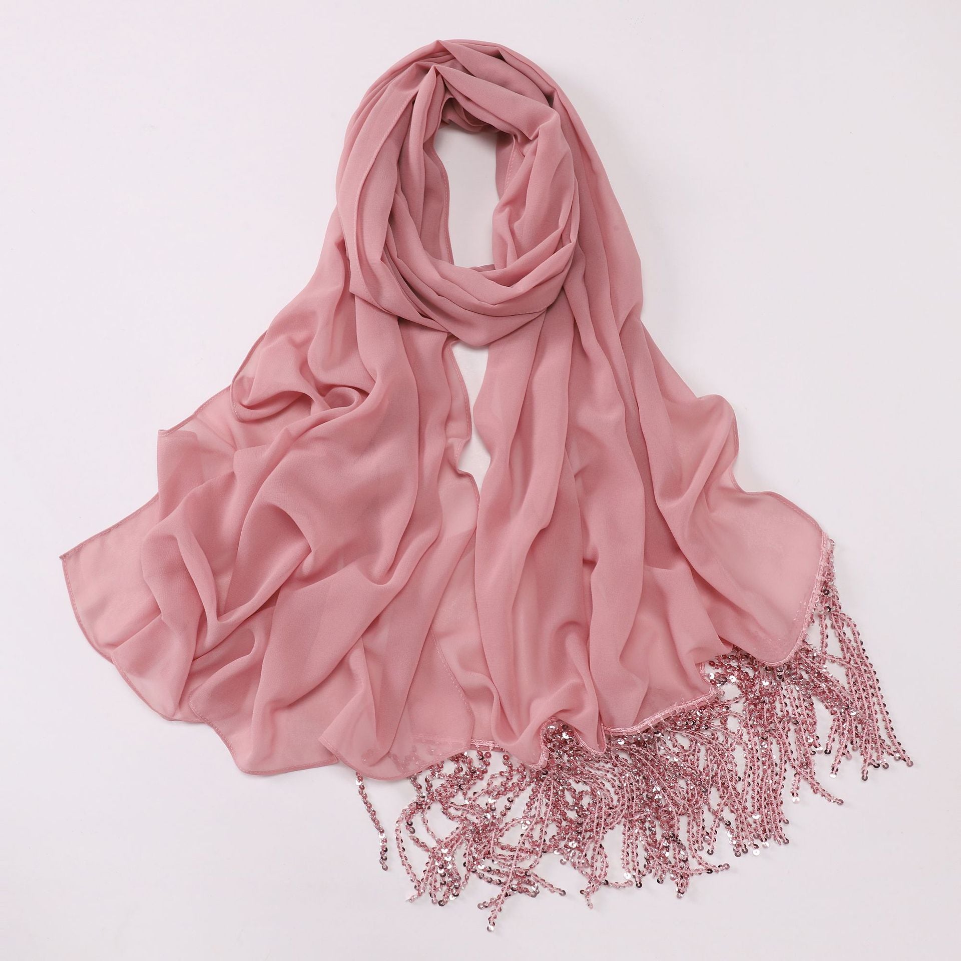 New Pearl Chiffon Headscarf Crystal Tassel Middle East and Africa Headscarf