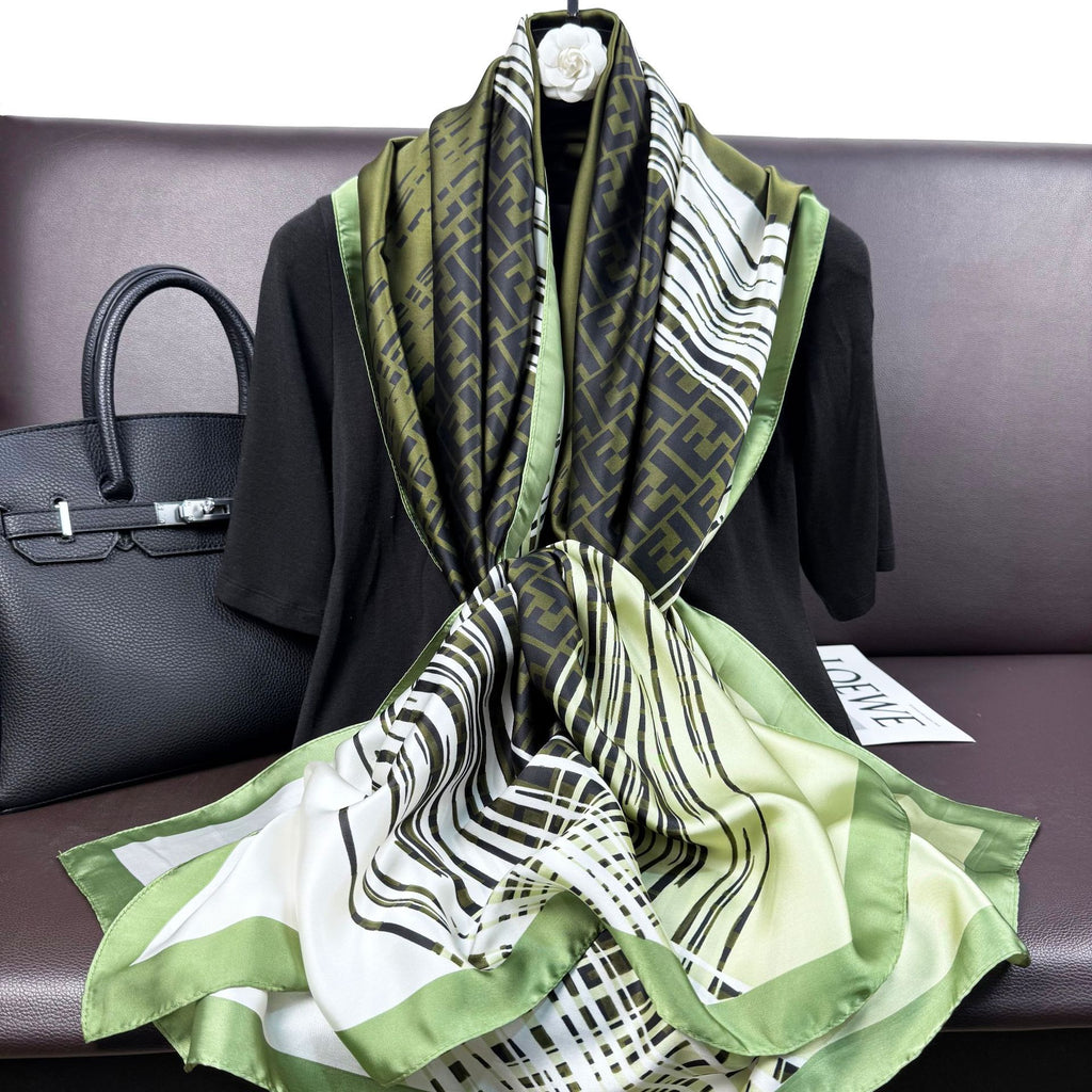 Fashion versatile gradual change color beautiful brocade long silk scarf, temperament women travel vacation sunscreen shawl headscarf