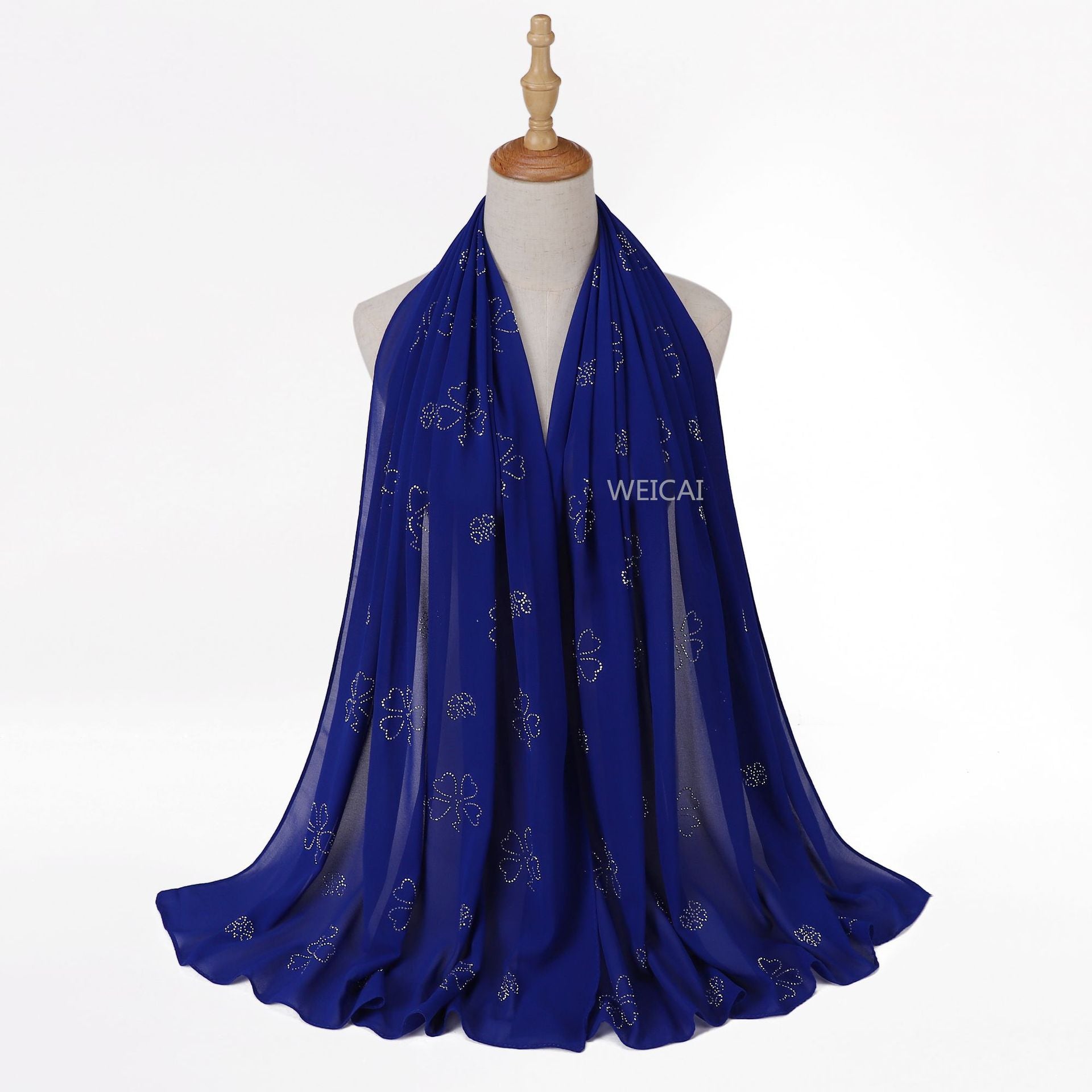 Flower Diamond solid color pearl chiffon scarf Middle East headscarf