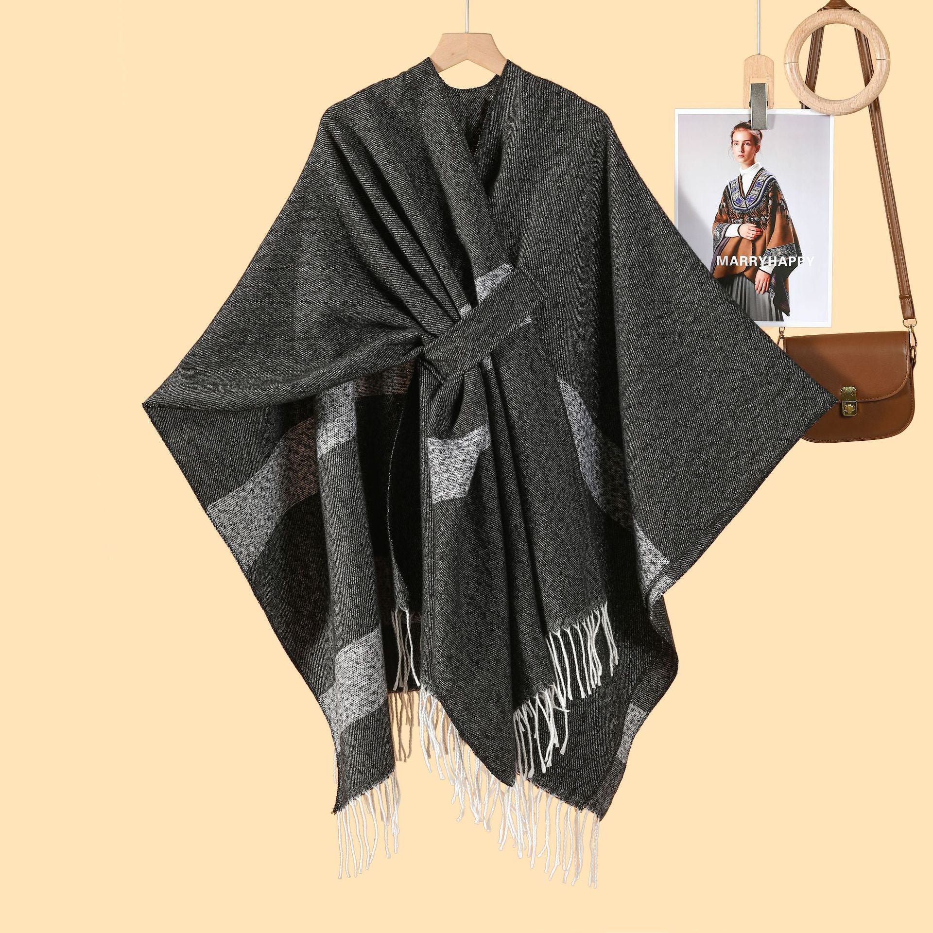 Ladies Shawl Atmosphere Warm Cloak Cloak Simple Straps