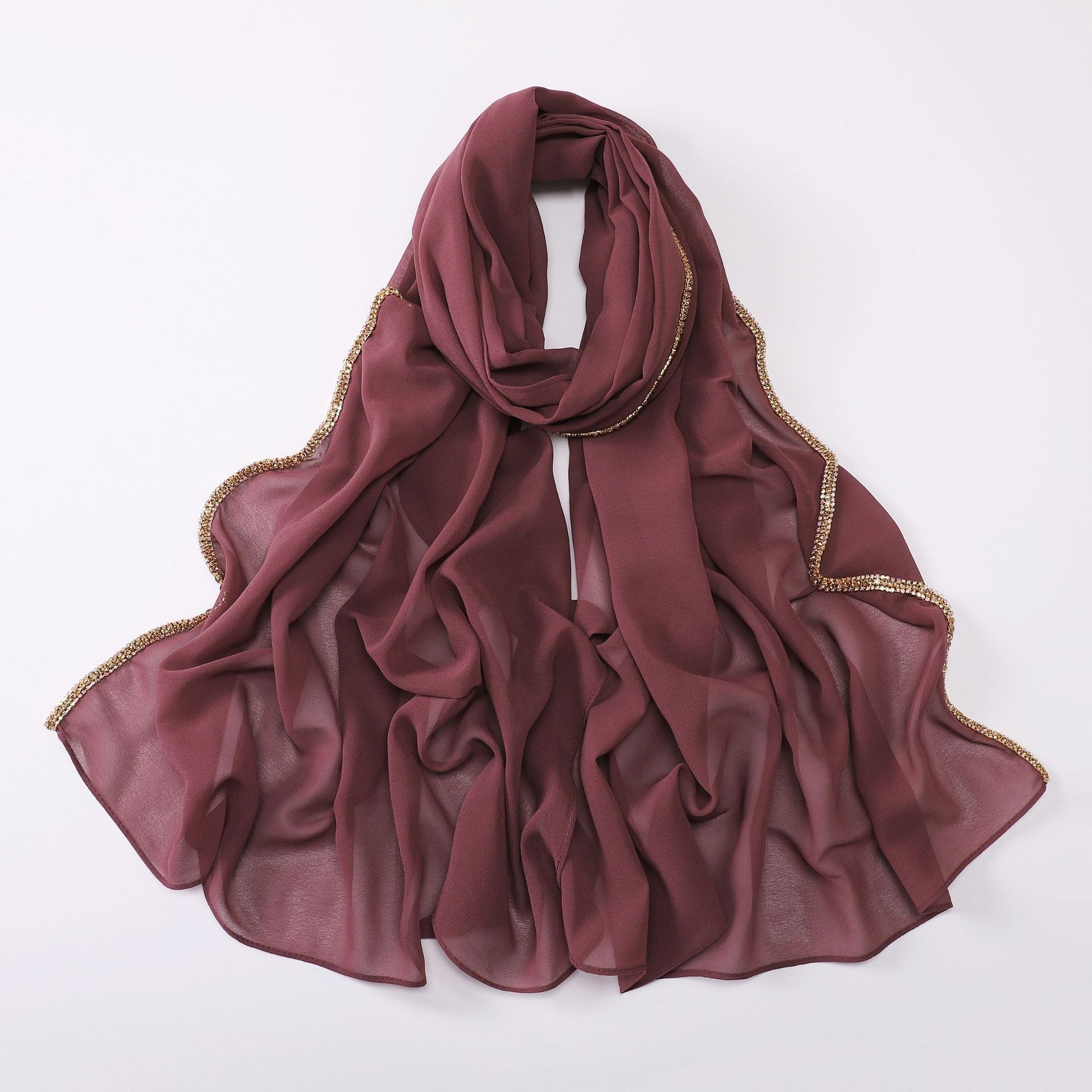 New copper bottom bright diamond chiffon scarf yarn Middle East Africa headscarf Malay headscarf