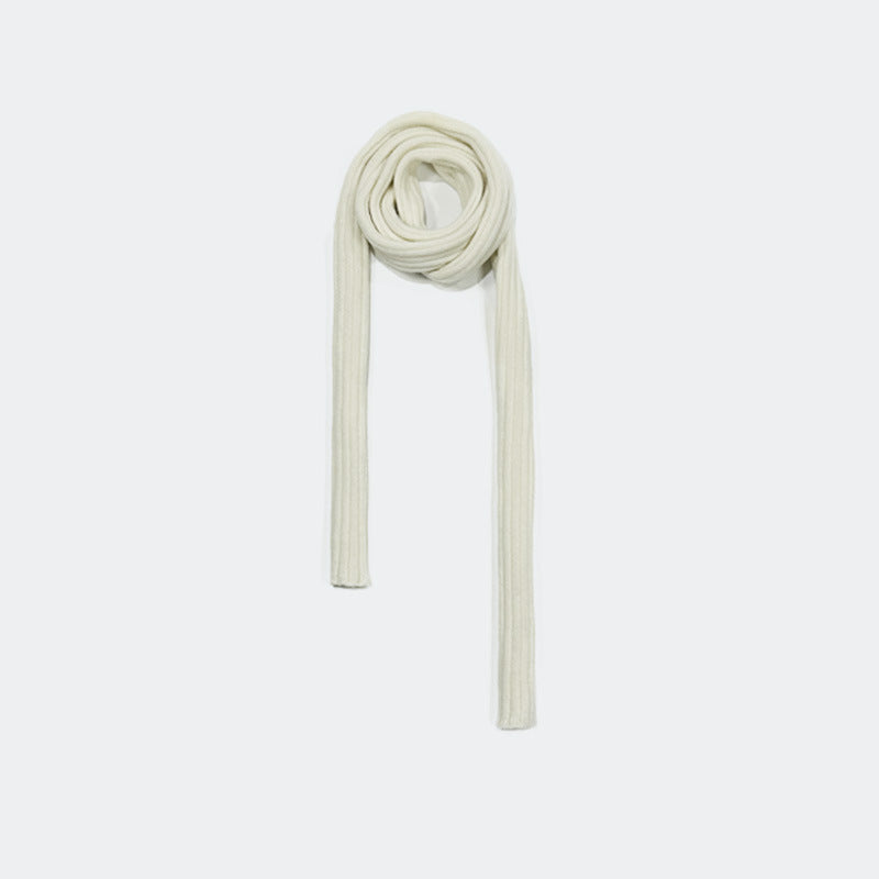 Wool thin and narrow long scarf women's autumn and winter concave shape Spice girl long wool scarf