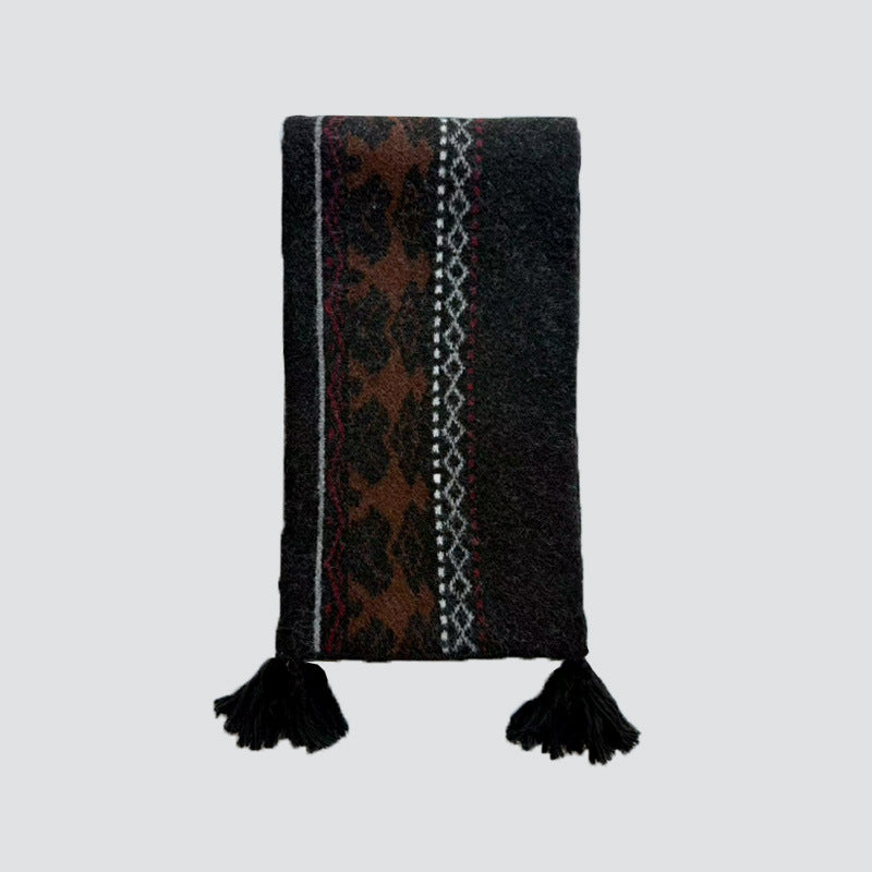 Designer's same Pingti wool blended Fair Island scarf for men and women in winter with soft wool scarf