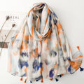 Ethnic Viscose cotton and linen feel scarf Ladies shawl women tassel shawl travel accessories