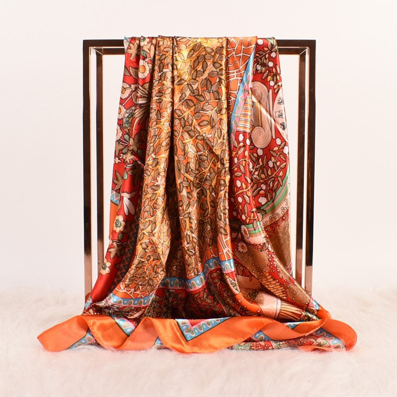 New retro scarf 90 large square scarf women's large square scarf silk scarf vintage scarf