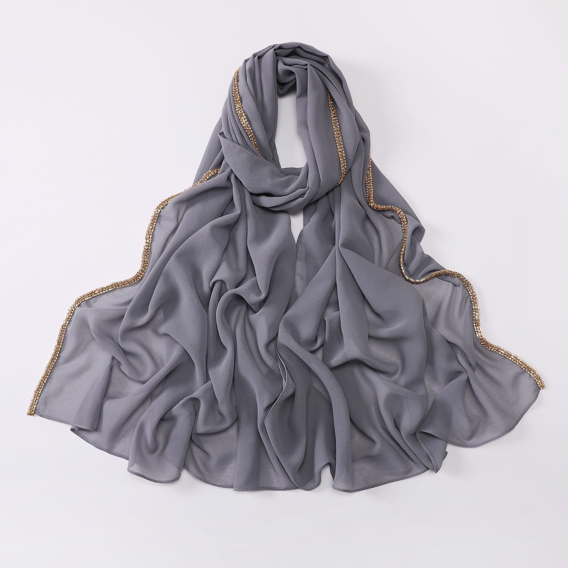 New copper bottom bright diamond chiffon scarf yarn Middle East Africa headscarf Malay headscarf