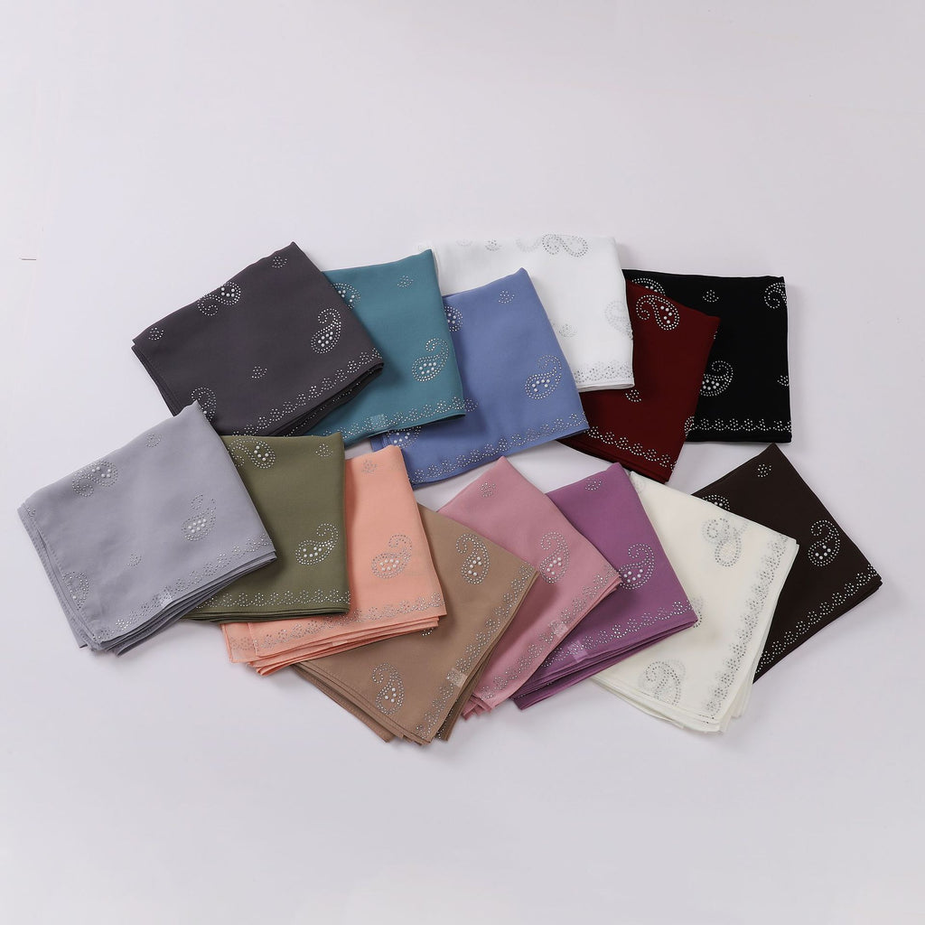 New pearl chiffon cashew nut hot diamond long towel yarn scarf Middle East and Africa headscarf hijab