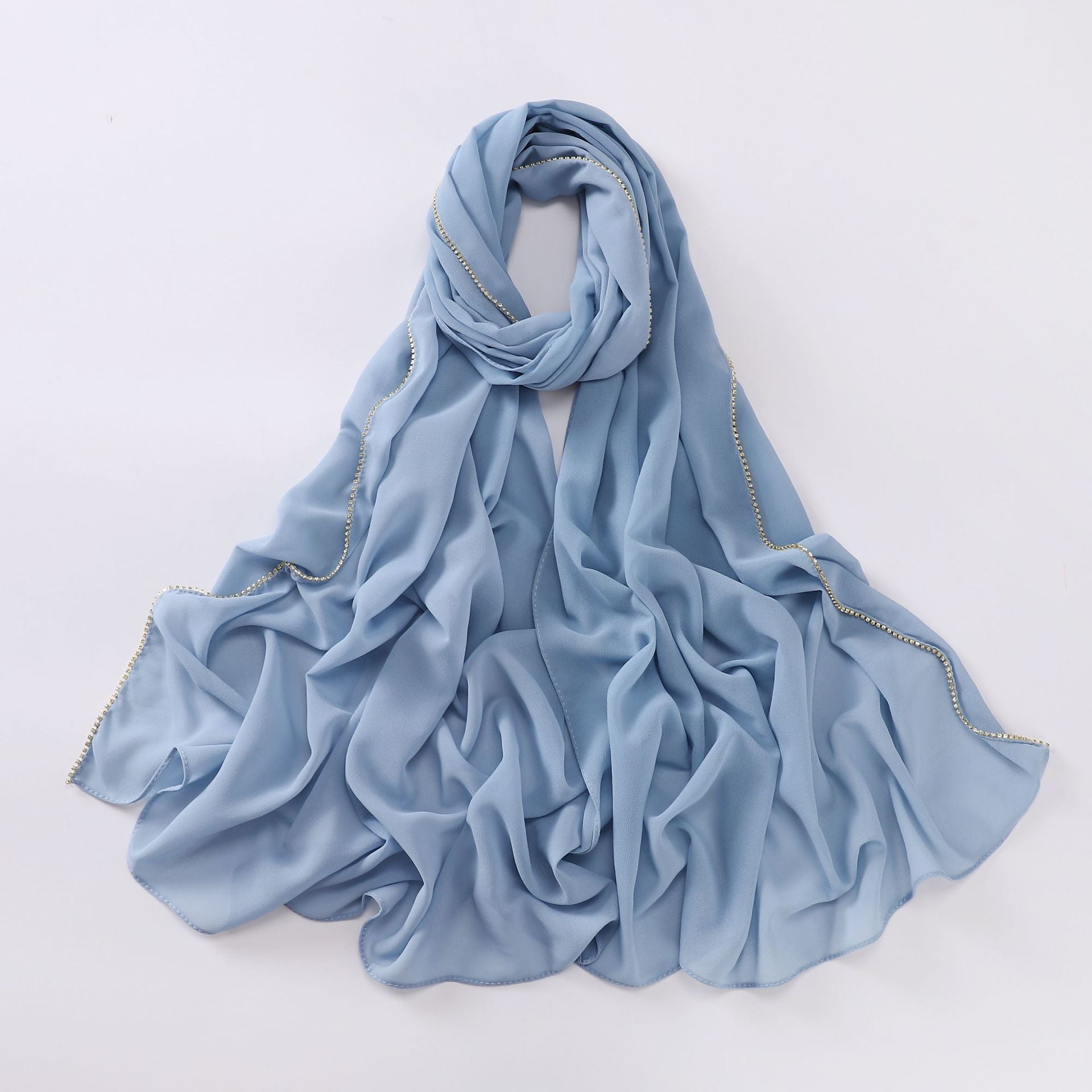 New Pearl Chiffon High Quality Diamond Claw Chain Scarf Yarn Middle East Africa Headscarf