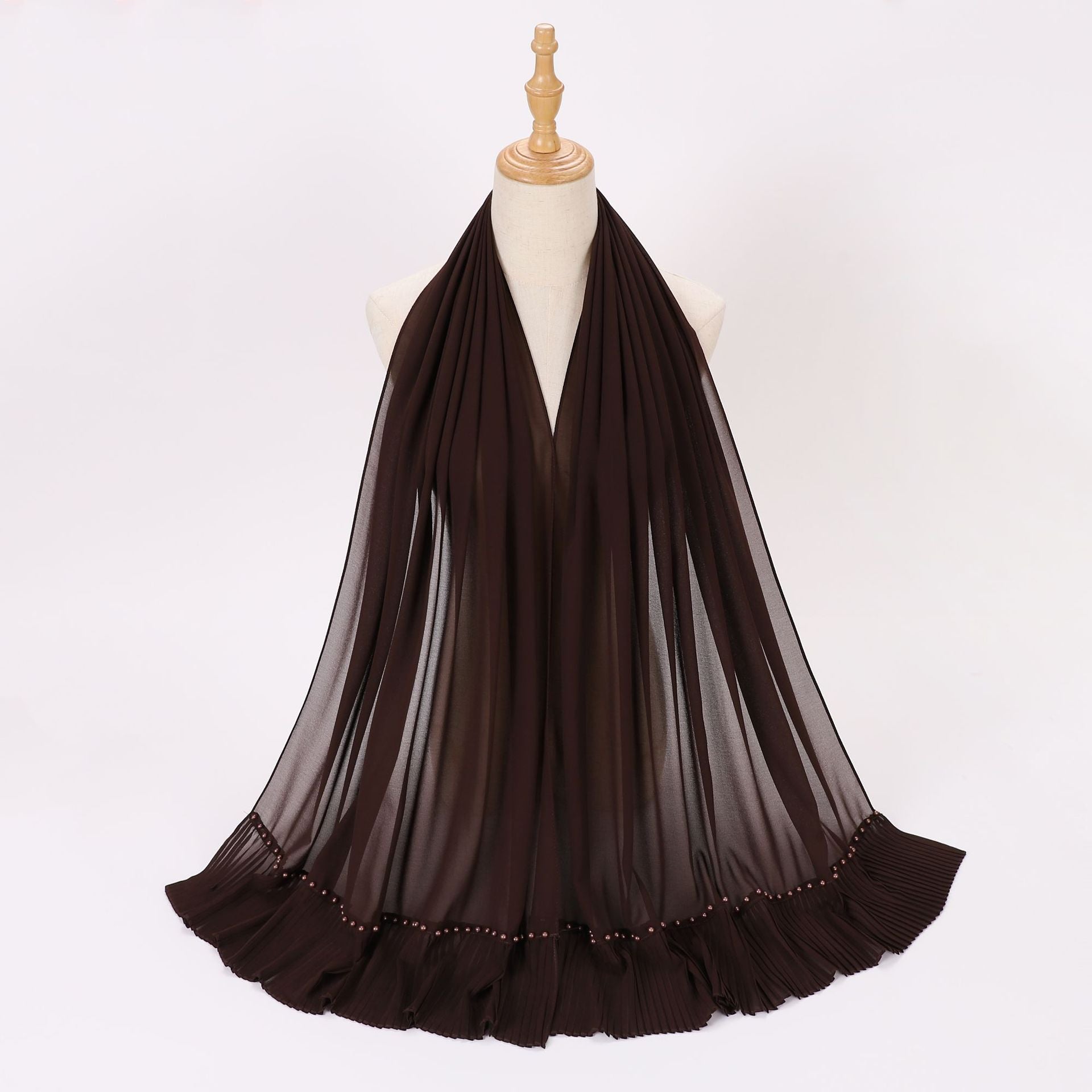 New pearl chiffon pleated beaded scarf gauze malay headscarf middle east Africa hijab