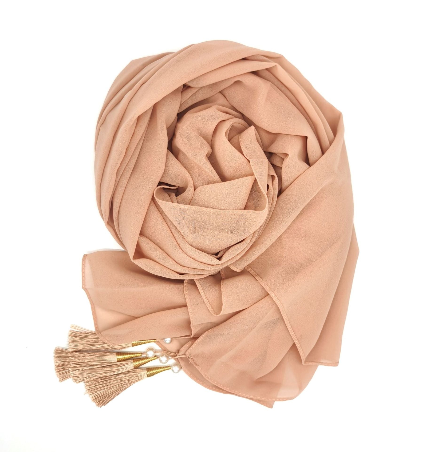 New bubble chiffon scarf Hijab Malaysia Indonesia gauze wrap headscarf cover headscarf four corners hanging tassel