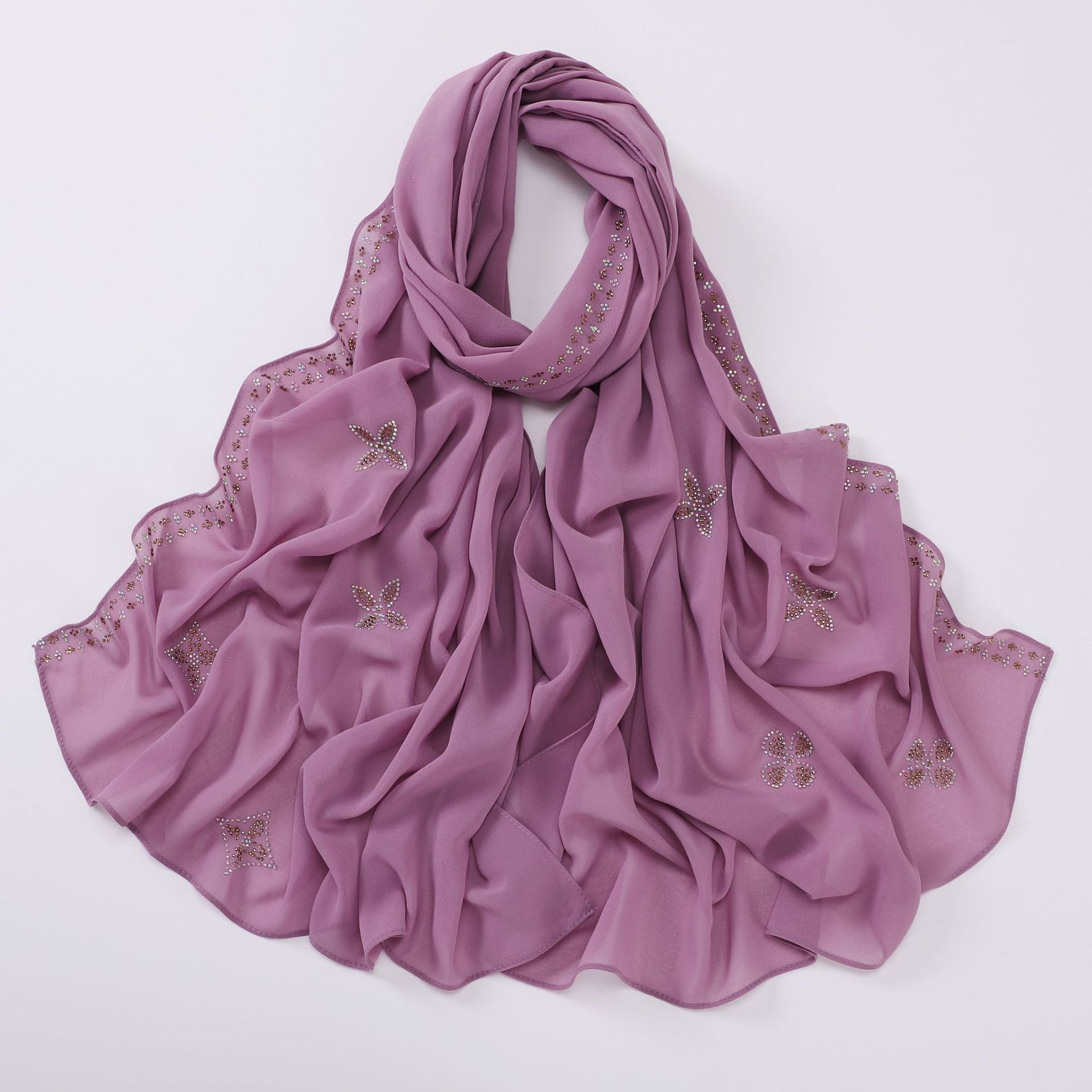 New pearl chiffon long towel boutique hot diamond yarn Middle East and Africa headscarf hijab