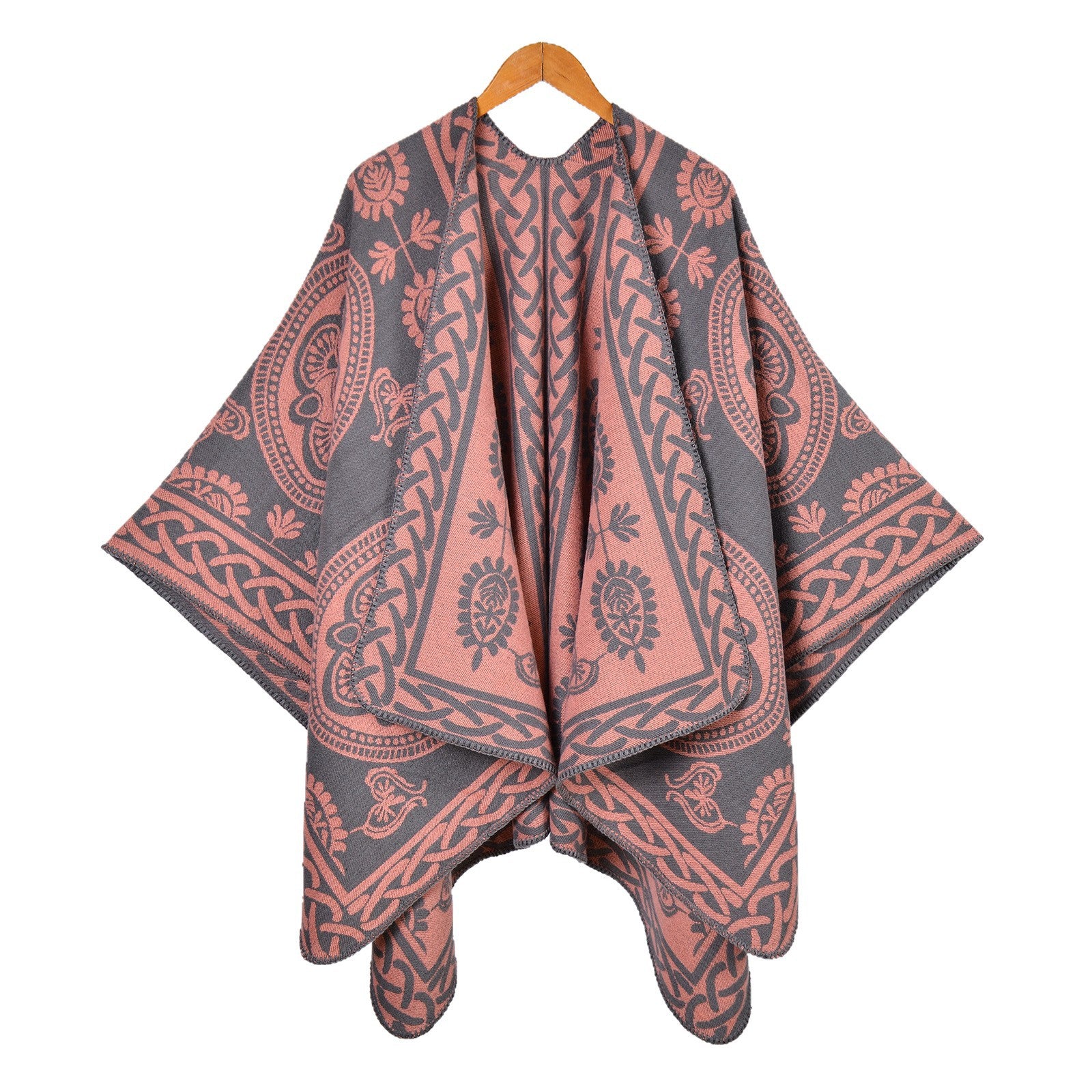 New women's scarves and shawls on European and American streets, thickened imitation cashmere jacquard split warm cape in autumn and winter
