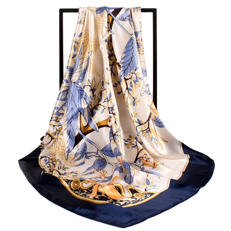 Autumn and winter new small fresh plants and flowers 90 square silk scarves for women