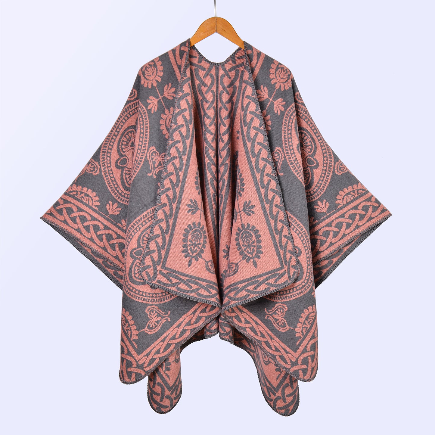 New women's scarves and shawls on European and American streets, thickened imitation cashmere jacquard split warm cape in autumn and winter