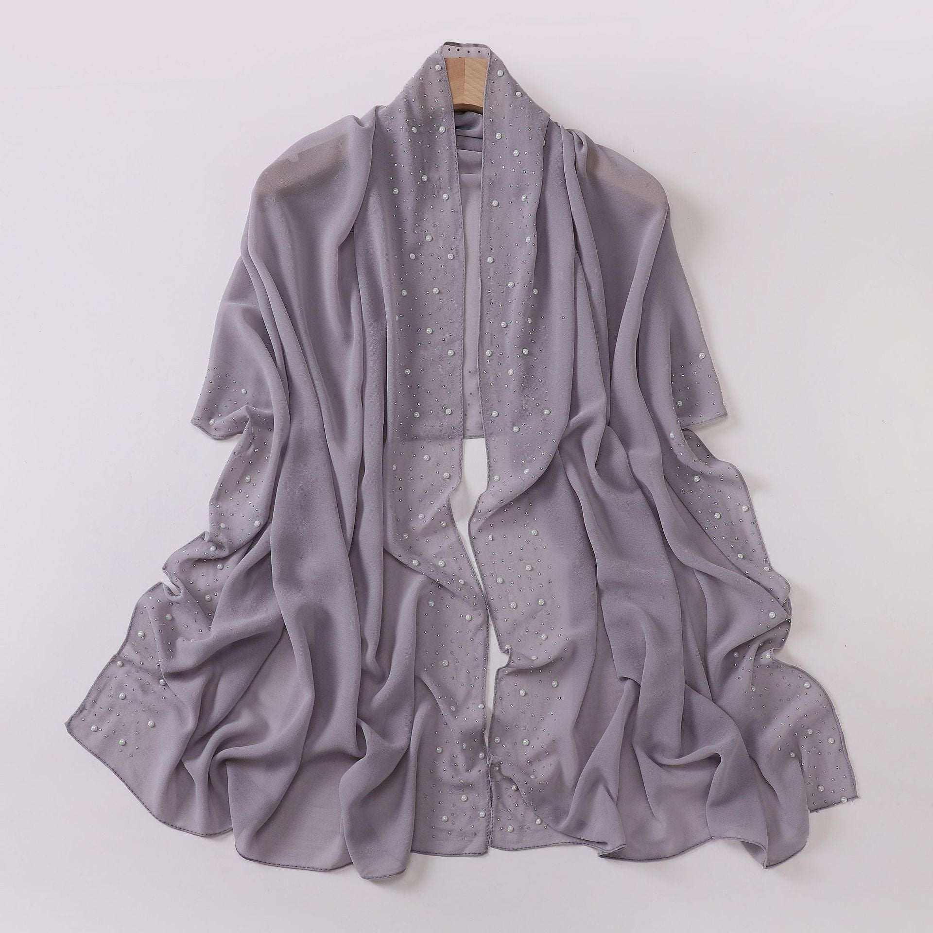 Pearl chiffon both sides ceramic hot diamond Malaysian headscarf Middle East Africa hijab