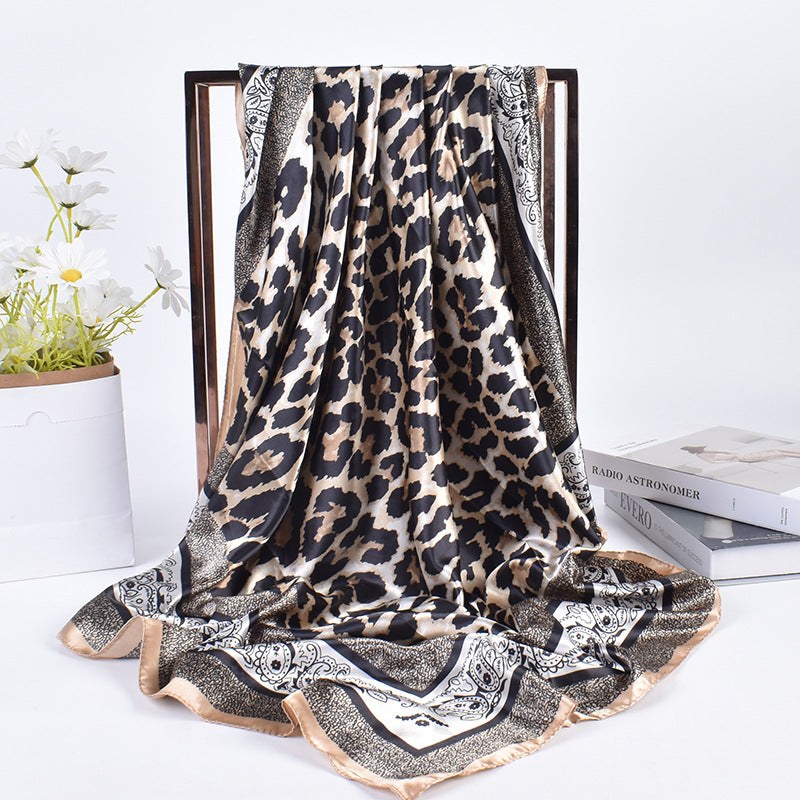 Fashion leopard print cashew pattern print 90 satin large square scarf, headscarf, scarf