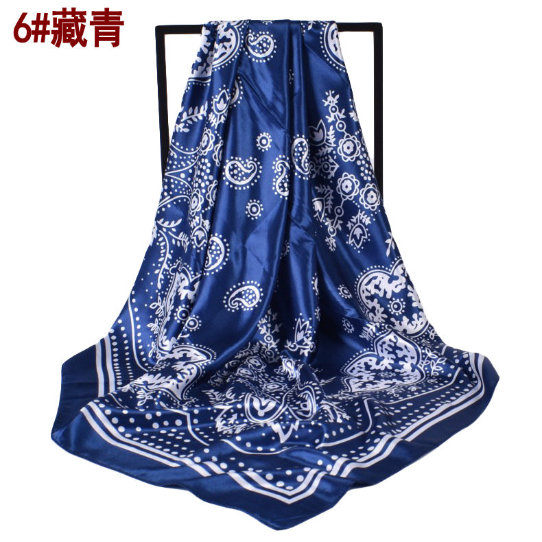 Spring new retro paisley pattern printed 90cm square silk scarf, European and American fashion scarf