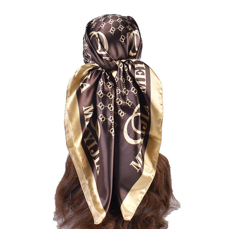 New fashionable ring letter pattern printing 90-color square towel, headscarf