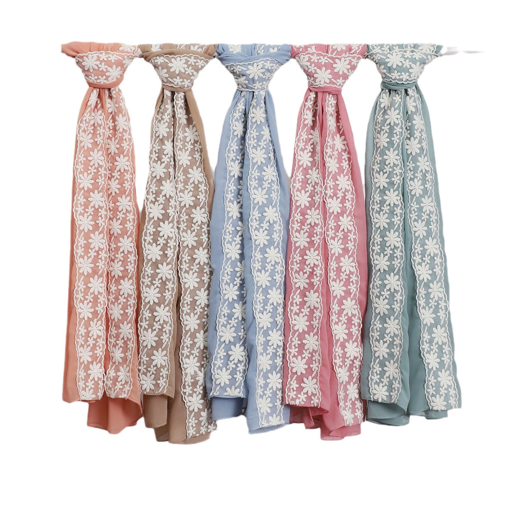 New lace pearl chiffon scarf,  scarf, Middle East, Africa, Malaysia, Indonesia headscarf
