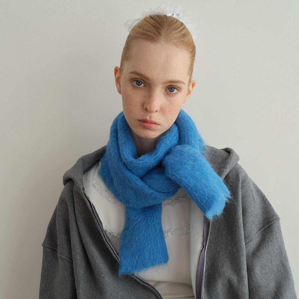 78% Alpaca Alpaca Warm Classic Solid Color Knitted Scarf Women's Winter Hairy Scarf