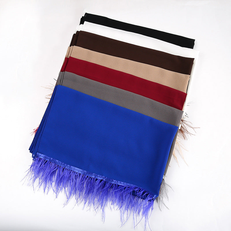 New pearl chiffon scarf feather  Middle East African headscarf hijab