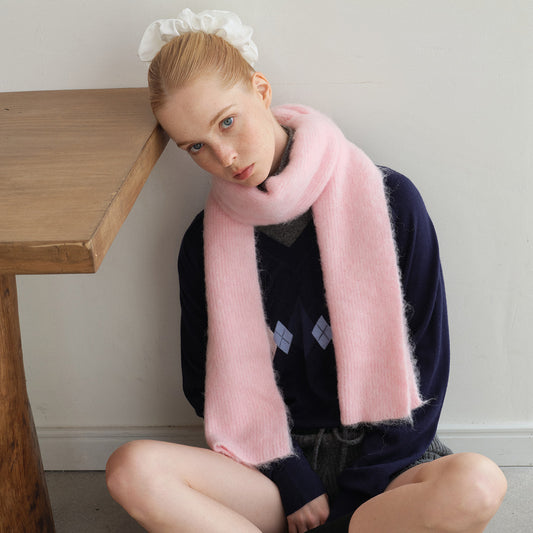 Z home 25 new alpaca wool blended brushed solid color atmosphere knitted scarf women's winter soft scarf