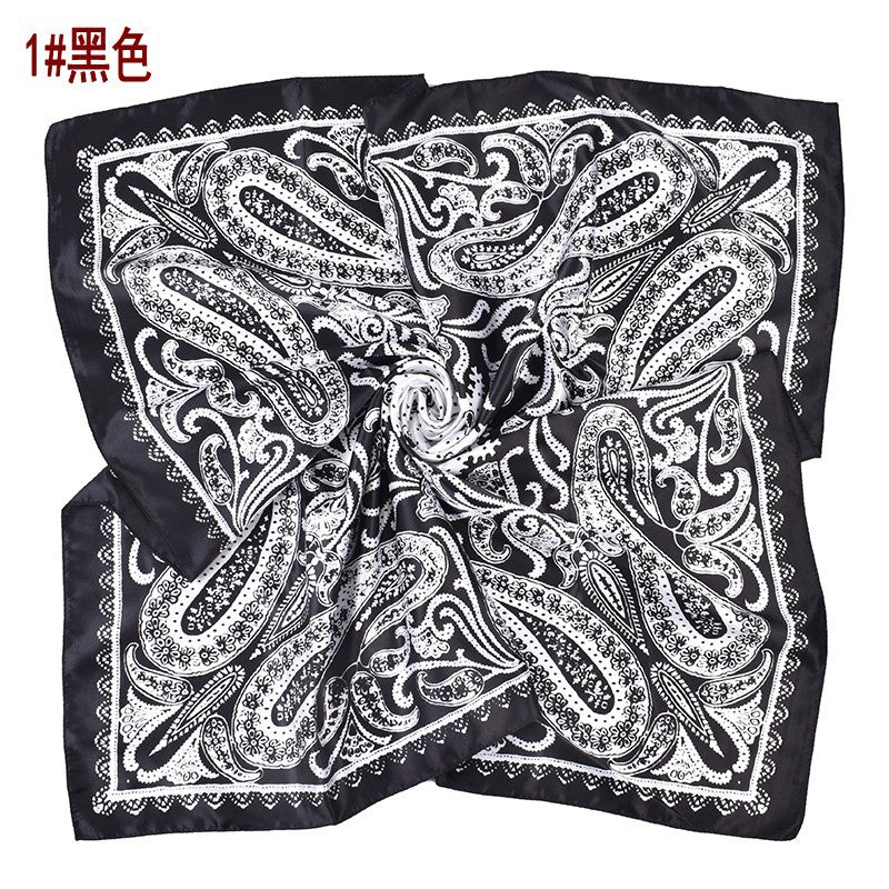Spring and summer new fashion retro cashew nut pattern printing 90 * 90 satin large square scarf silk scarf
