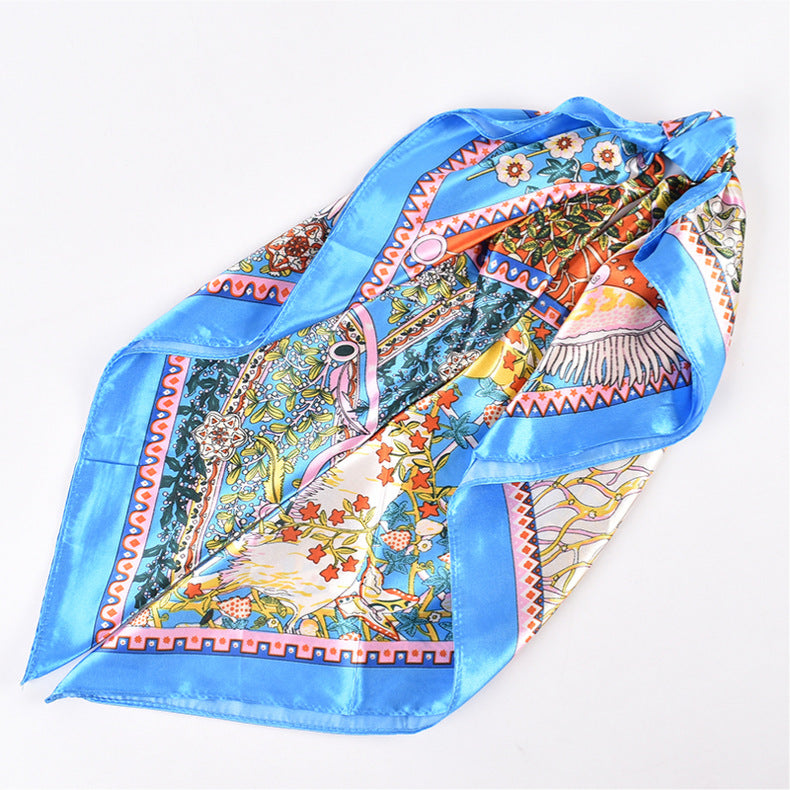 Summer new fashionable versatile natural pattern printing 90-color square scarf silk scarf headscarf