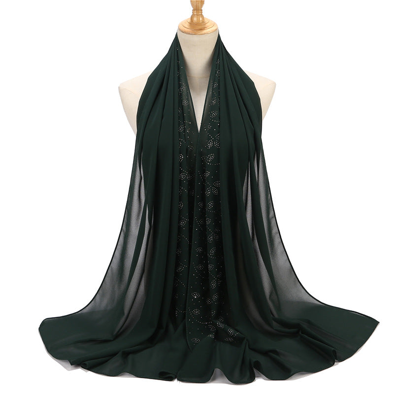 Solid color pearl chiffon hot diamond scarf Malay Indonesian headscarf  scarf Middle East headscarf