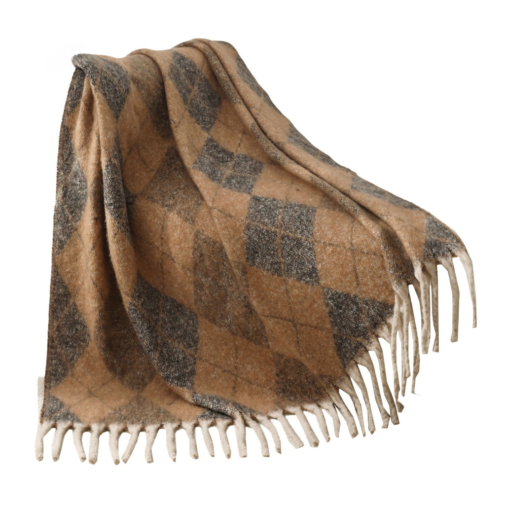 Blanket 2025 new European and American autumn and winter circle yarn imitation mohair thickened large shawl jacquard blanket